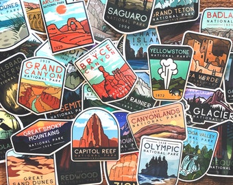 National Park Sticker Set | Waterproof Vinyl Sticker, UV resistant NP Decal | Choose as few or many of your favorite parks as you like