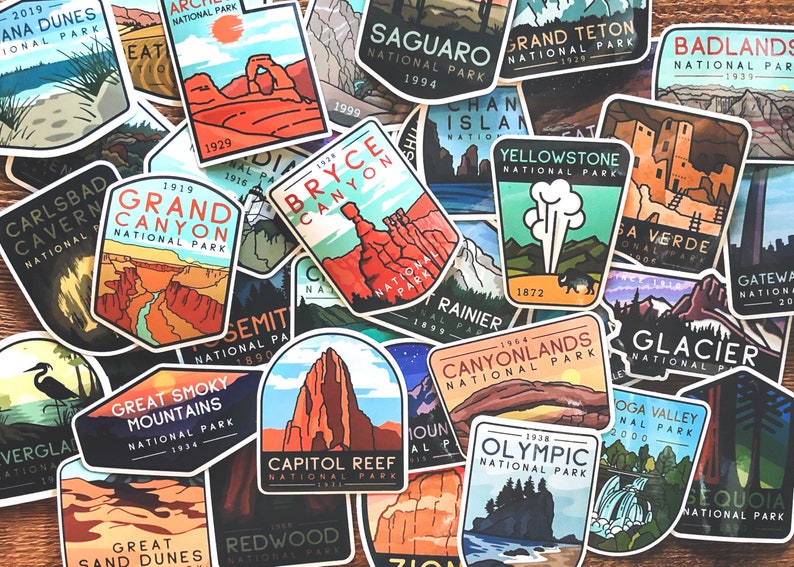 National Park Sticker Set Waterproof Vinyl Sticker, UV resistant NP Decal Choose as few or many of your favorite parks as you like image 1
