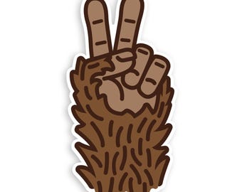 Bigfoot Peace - Waterproof Vinyl Sticker, UV resistant Decal