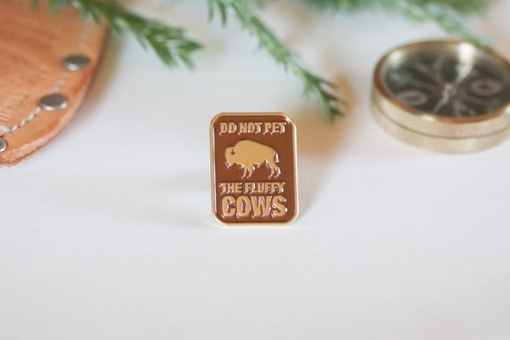 Fluffy Cows Enamel Pin: Funny Bison Lapel Pin