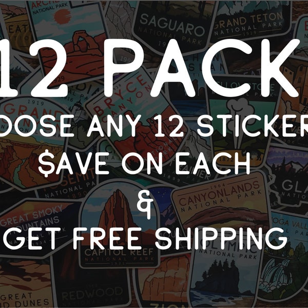 Choose any 12 Stickers- for waterbottles, Laptops, Bicycles, helmets, notebook decals