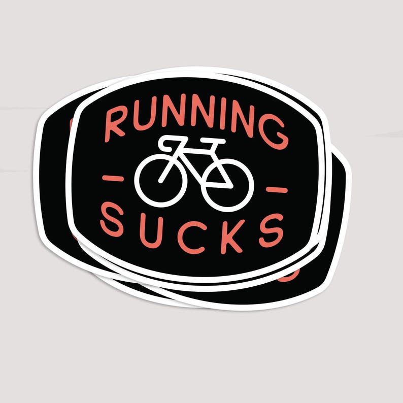 Bike Sticker, Running Sucks | Cyclist Decal | For bicycle water bottles or car windows image 5