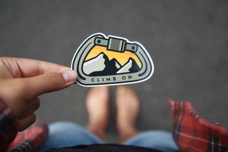 Climb On Waterproof Vinyl Sticker, UV resistant Decal, Laptop, Waterbottle, Car Window Sticker, Rock Climbing image 2