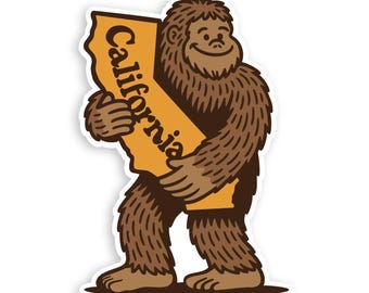 Bigfoot Loves California - Waterproof and Weatherproof Sticker