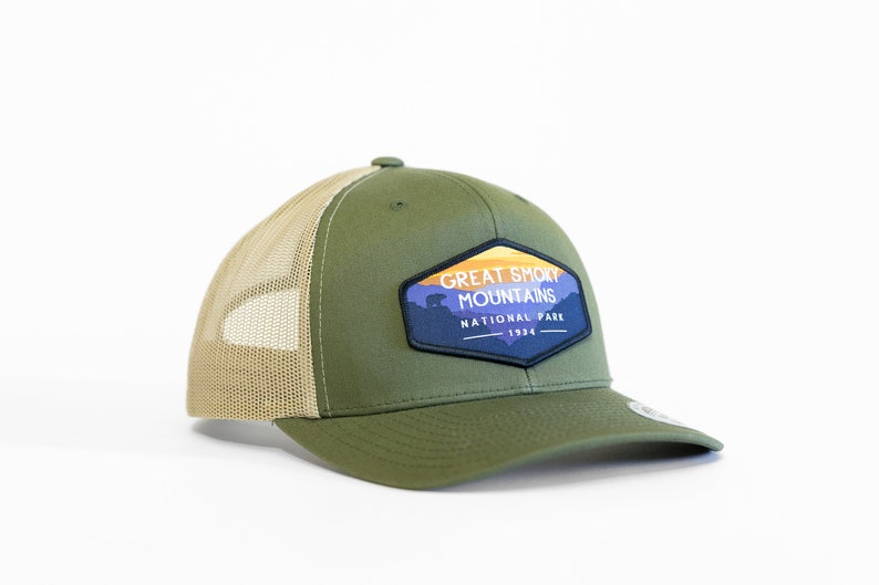 Great Smoky Mountains National Park Hat NP Trucker Hats Great for National Park Enthusiasts Moss/Khaki