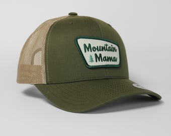 Mountain Mama Hat | RetroTrucker Cap with embroidered patch on the front
