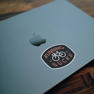 Bike Sticker, Running Sucks | Cyclist Decal | For bicycle water bottles or car windows image 3