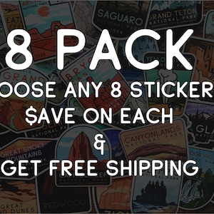 Choose any 8 Stickers- for waterbottles, Laptops, Bicycles, helmets, notebooks