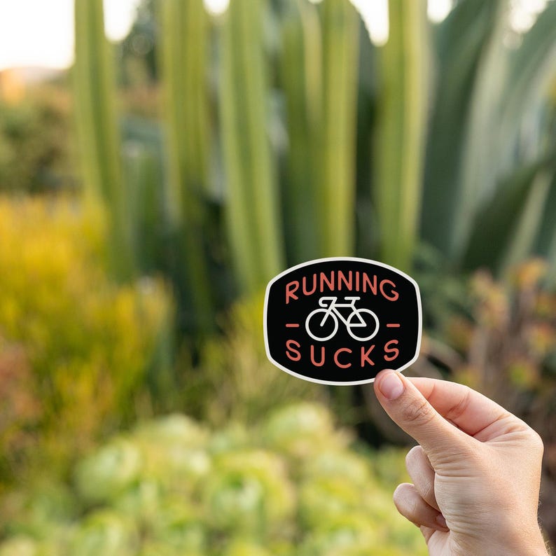 Bike Sticker, Running Sucks | Cyclist Decal | For bicycle water bottles or car windows image 7