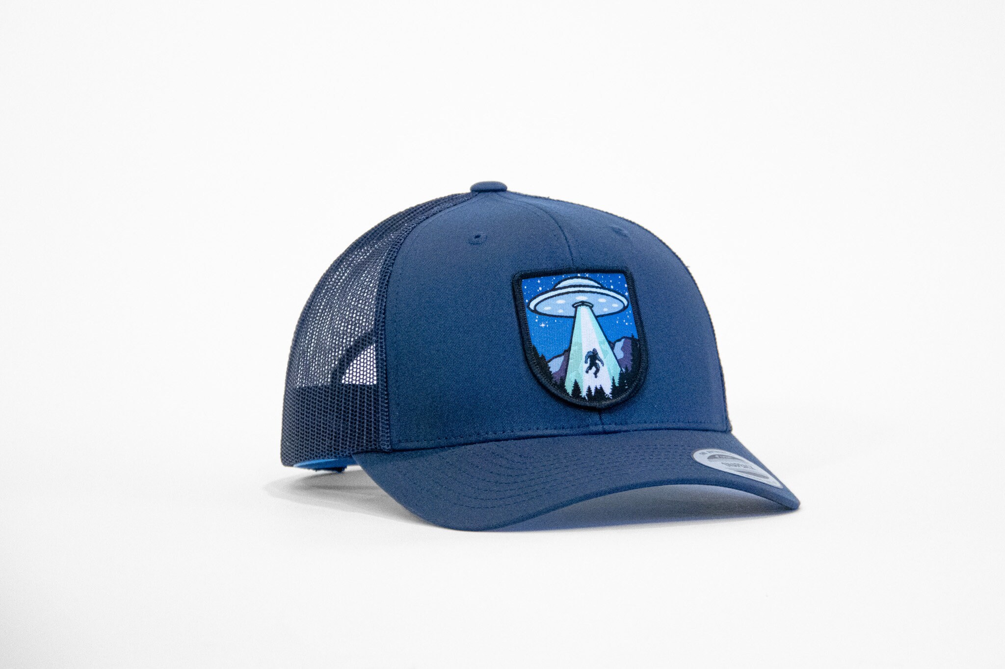 Bigfoot Flat Bill Snapback Hat - Sasquatch & BFRO Embroidered Design, Conspiracy Theory Trend, Black, Medium