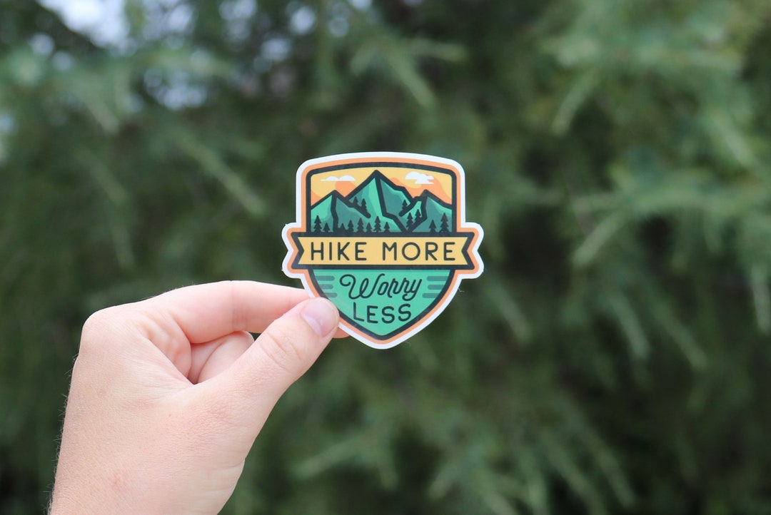 thumbnail image 2 of Hike More Worry Less Sticker - Outdoor Adventure Decal For Laptops, Water Bottles & Gear 2 of 12