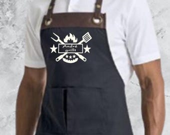 Heren barbecueschort, gepersonaliseerd barbecueschort, barbecuecadeau, kookschort voor heren, kookschort voor heren, gepersonaliseerd schort