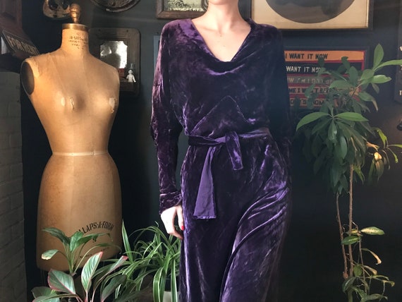 1930s Purple Grape Velvet Dress