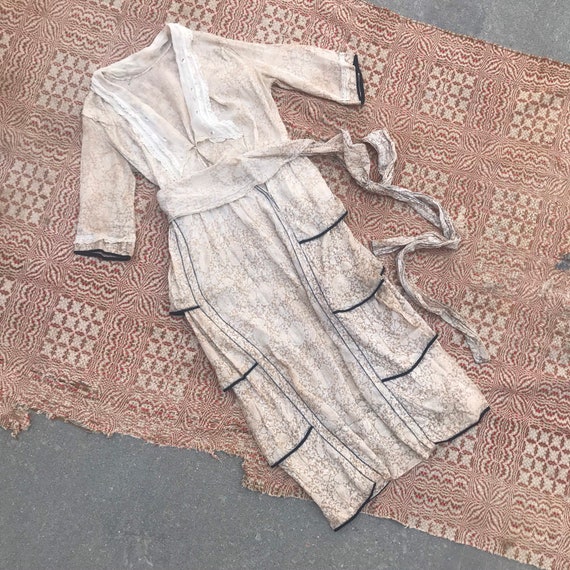 Antique India Print Cotton Edwardian Dress