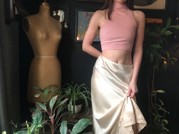 30s Silk Satin Slip Skirt