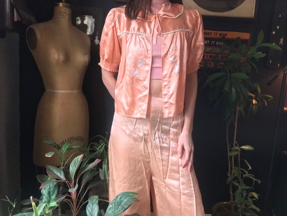 Pink Satin Bed Jacket