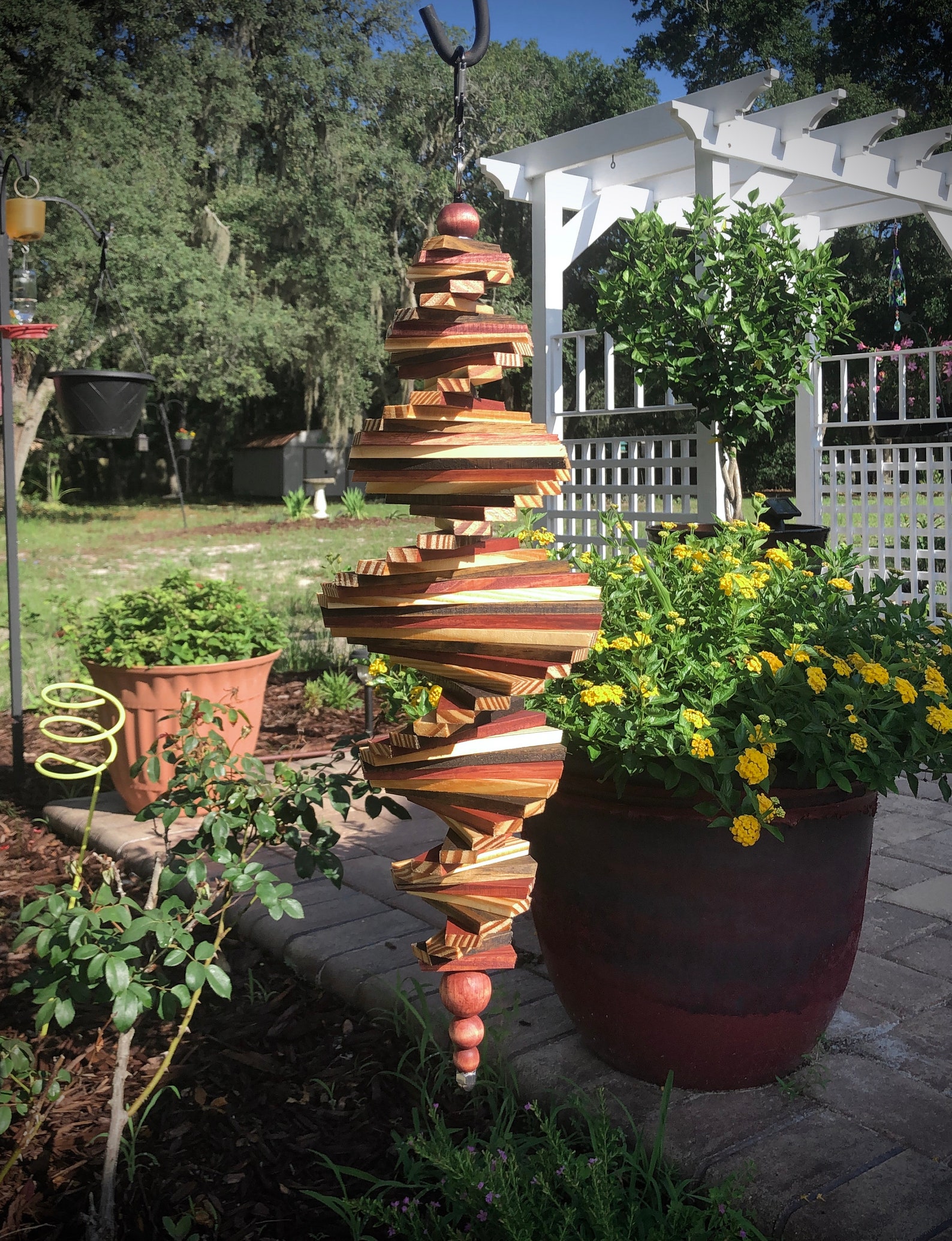 Wooden Spiral Wind Spinner Etsy