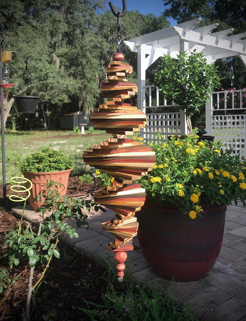 Wooden Spiral Wind Spinner Etsy
