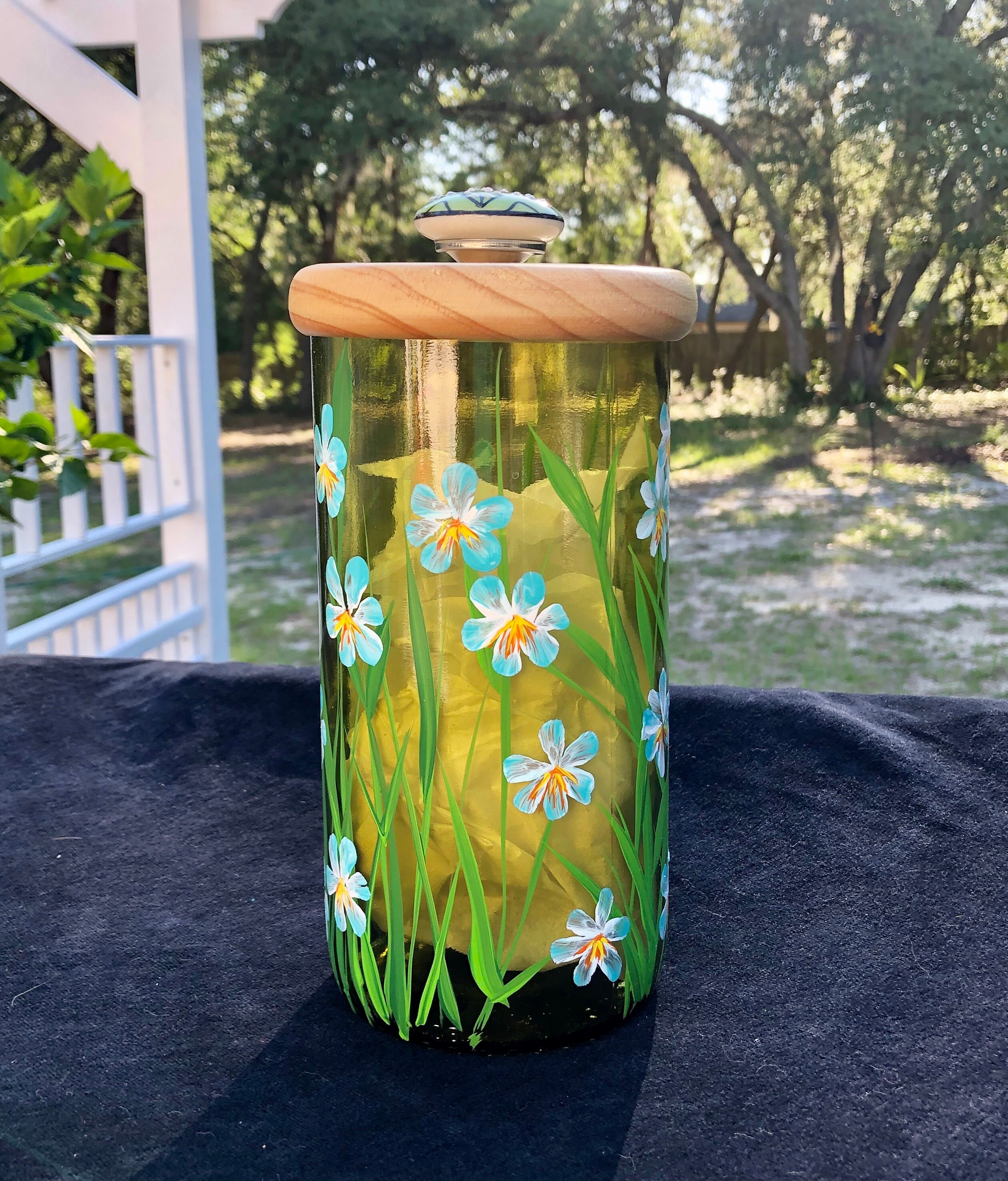 Decorative Hand Painted Wine Bottle Canister Container Mom Etsy