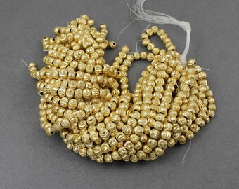 7 Strands Designer Gold Plated Designer Copper Casting Round Ball Beads,Jewelry Making Supplies 7mm 8 inches Bulk Lot CCB117