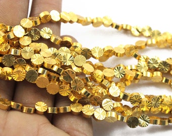7 Strands Designer Gold Plated Designer Copper Casting Round Ball Beads,Jewelry Making Supplies 7mm 8 inches Bulk Lot CCB117