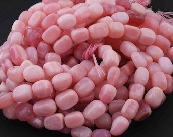 Pink Opal Tumble Beads, Smooth Gemstone Nuggets, Jewelry Supplies
