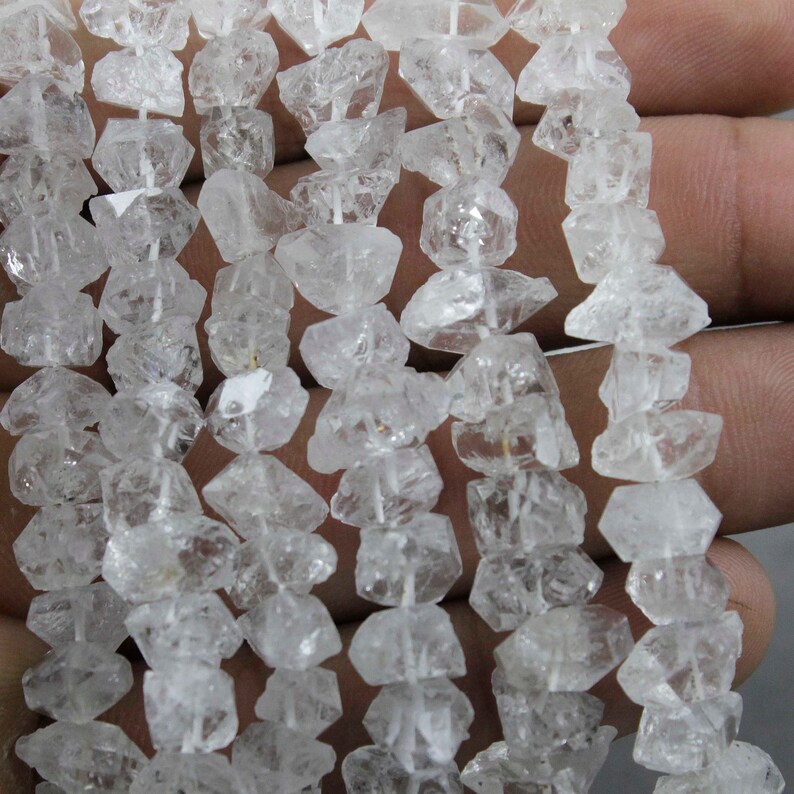 4 St Herkimer Diamond Quartz Nuggets Briolettes,Herkimer Rough Stone Beads Jewelry Supplies 4mmx7mm-5mmx19mm 10.5 inches Bulk Lot SP338