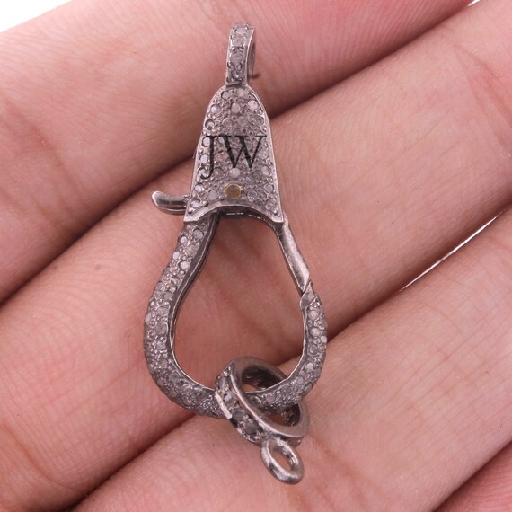 Diamond Lobster Lock 30X14mm 925 Sterling Silver Pave Diamond Lobster 1 Pc Pave Diamond Lobster Clasp Pave Diamond Clasp