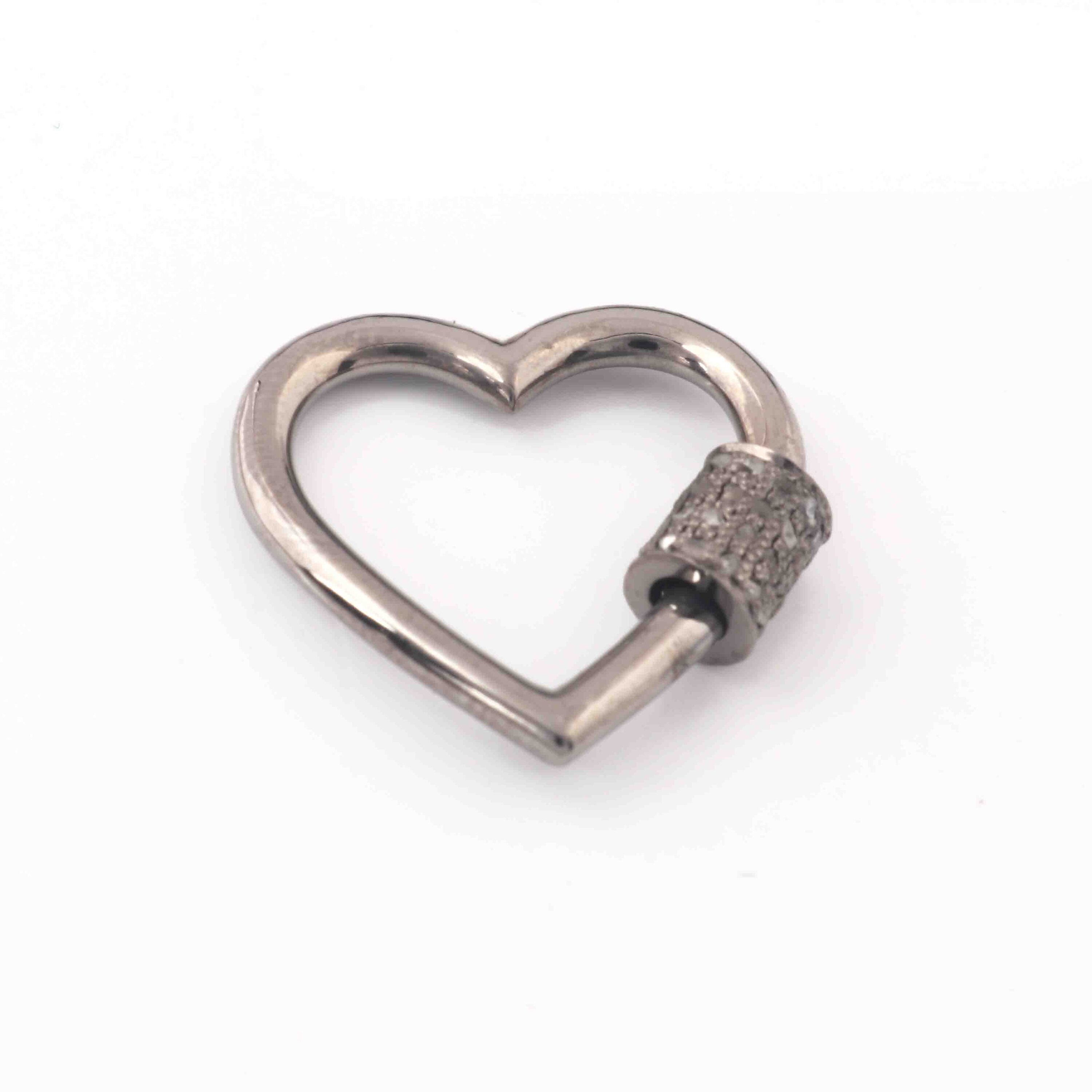 Pave Diamond Heart Shape Carabiner 925 Sterling Silver Etsy UK