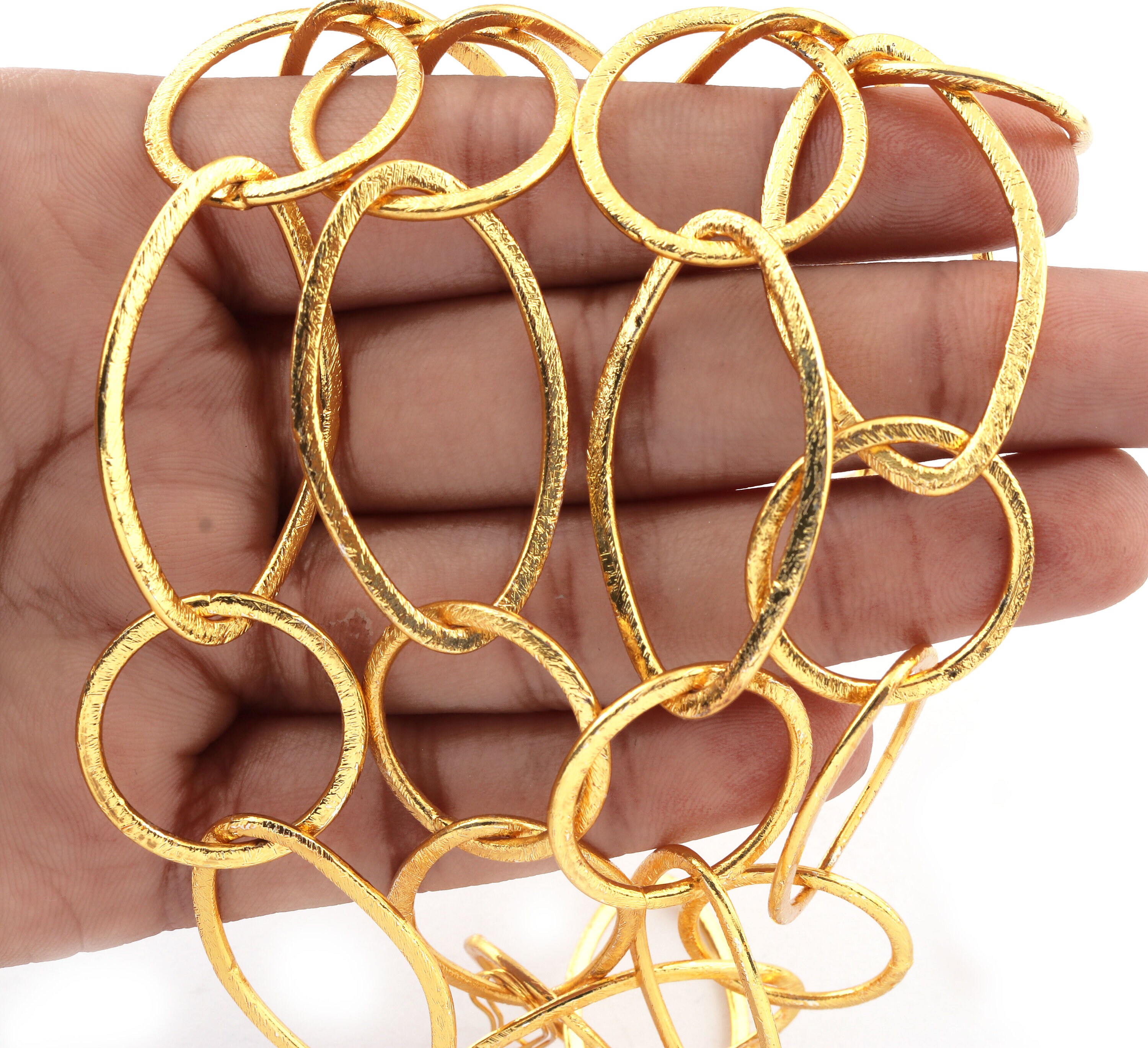 4 Necklace 3 Feet Each 24k Gold Plated Round Shape Chain