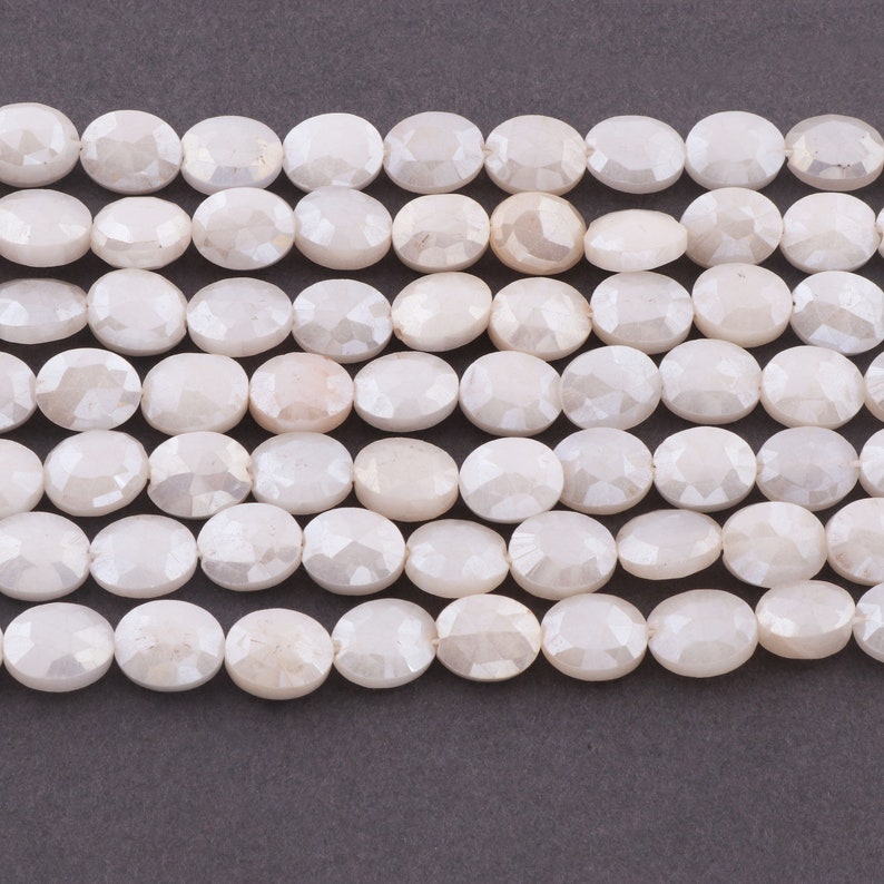 1 Strand White Silverite Oval Beads,Faceted Gemstone Semi Precious Oval Beads,Jewelry Supplies 10mmx7mm 15 inches SP657