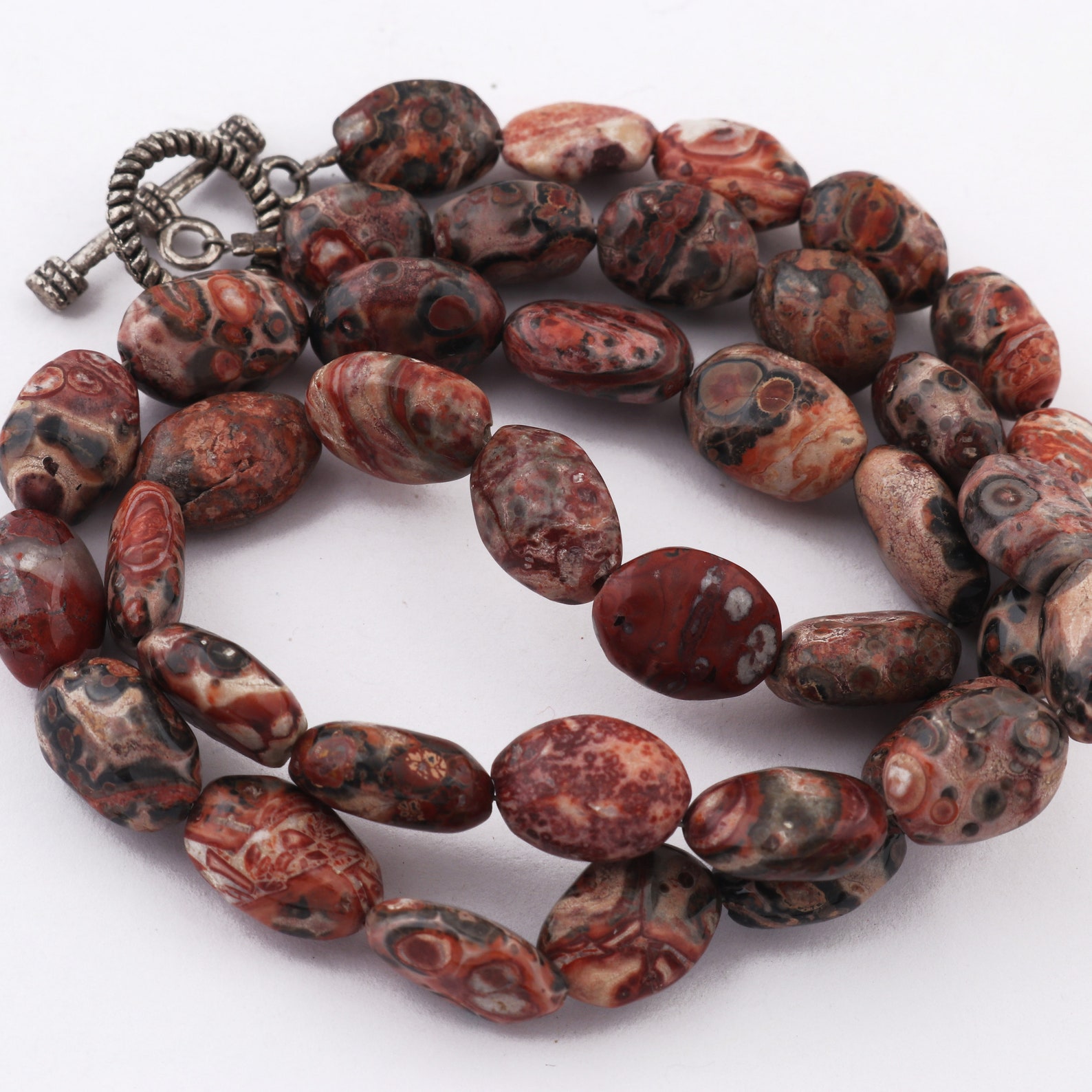 1 Line Of Natural brown jasper Necklace Smooth Oval Necklace Etsy