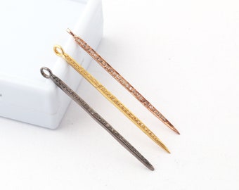 1 Pc Spike Charm Pendant 925 Sterling Silver Charm , White Topaz Pendant Finding , jewelry making supplies 43mmx2mm WT018