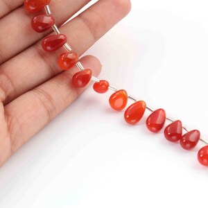 1 Strand Carnelian Pear Shape  Beads ,Smooth Gemstone beads, jewelry making supplies 18mmx13mm-10mmx7mm 8 inches  SP1795