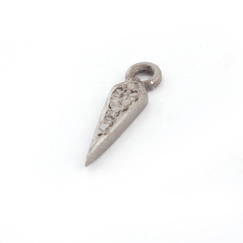 10 pcs Pave Diamond Spike Charm Pendant 925 Sterling Silver Charm,Pave diamond Finding,jewelry making supplies 12mmx3mm BulkLot DP027
