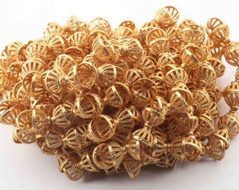 1 hebra oro chapado diseñador de cobre media tapa, fundición de cuentas de cobre, joyería fabricación suministros 10mmx6mm 8 pulgadas CCB010