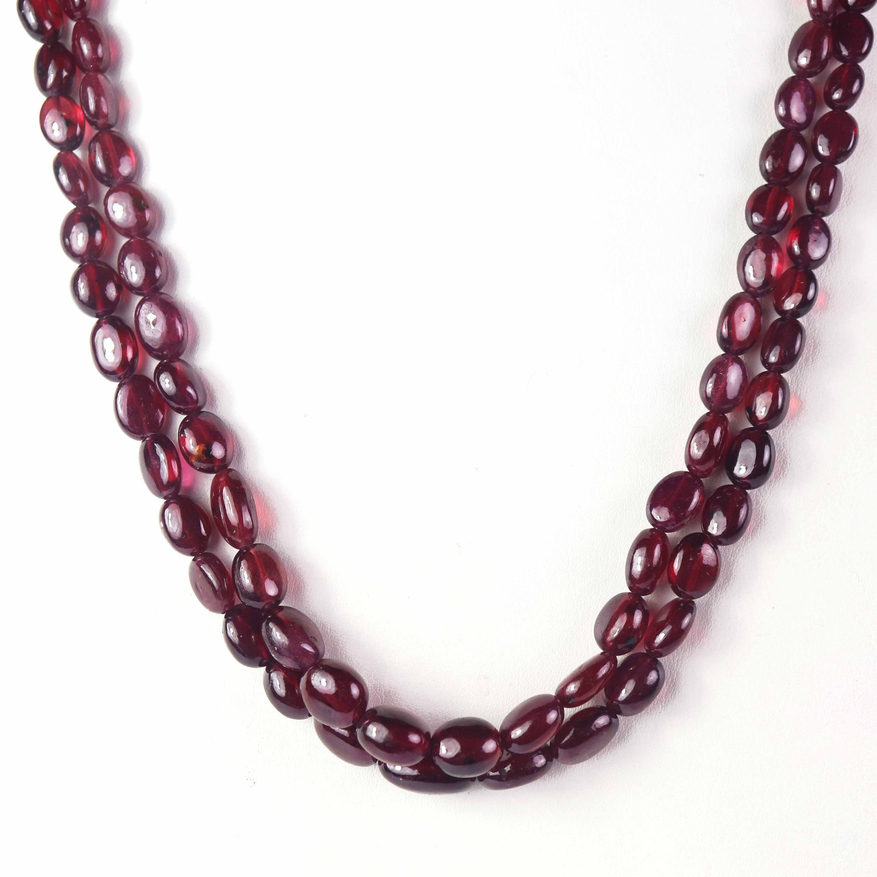 2 Strands of Natural Ruby Necklace Smooth Oval Necklace Etsy UK