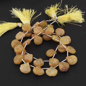 1 Strand Yellow Chalcedony Carved Smooth Beads ,Smooth Gemstone Heart beads, jewelry making supplies 14mmx12mm  9 inches  SP1409