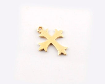 5 piezas de diseñador cruz encanto colgante 24k chapado en oro latón oro estrella de mar colgante ideal para colgante, fabricación de joyas BulkLot 16mmx20mm CCB097