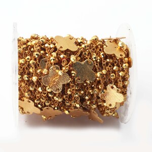 Pirite d&#39;oro di 5 piedi con catena di ciondolo di trifoglio, catena avvolta in filo d&#39;oro, catena di perline, forniture per la produzione di gioielli, 3mm-14mm