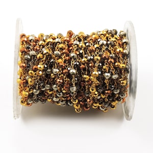 5 Füße Multi Pyrit vergoldet Draht gewickelt Kette, 3mm-3,50mm Perlen Kette, Assoroted PyritE Kette Rosenkranz Kette, Schmuck machen liefert