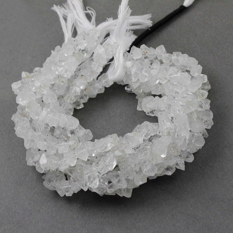 4 St Herkimer Diamond Quartz Nuggets Briolettes,Herkimer Rough Stone Beads Jewelry Supplies 4mmx7mm-5mmx19mm 10.5 inches Bulk Lot SP338