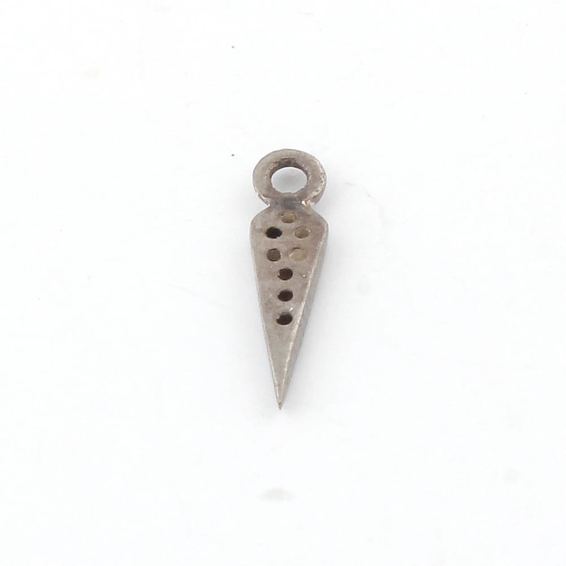 10 pcs Pave Diamond Spike Charm Pendant 925 Sterling Silver Charm,Pave diamond Finding,jewelry making supplies 12mmx3mm BulkLot DP027