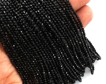 Black Spinel Rondelles, Faceted Roundelle Beads, Gemstone beads, Rondel beads, jewelry making supplies 2mm 13 inch Long