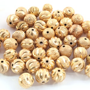 10 Pcs Gold Plated Designer Copper Diamond Cut Round Balls Beads, Jewelry Making Supplies 12mm Bulk Lot CCB0001