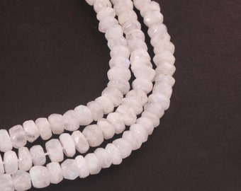 Rondelle de pierres de lune arc-en-ciel blanches, rang de pierres précieuses facettées (4 mm-5 mm)