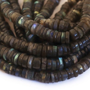 1 Strand Labradorite Wheel Beads, Smooth Labradorite Gemstone Heishi beads, jewelry making supplies 9mm-10mm 8 inches  SP967