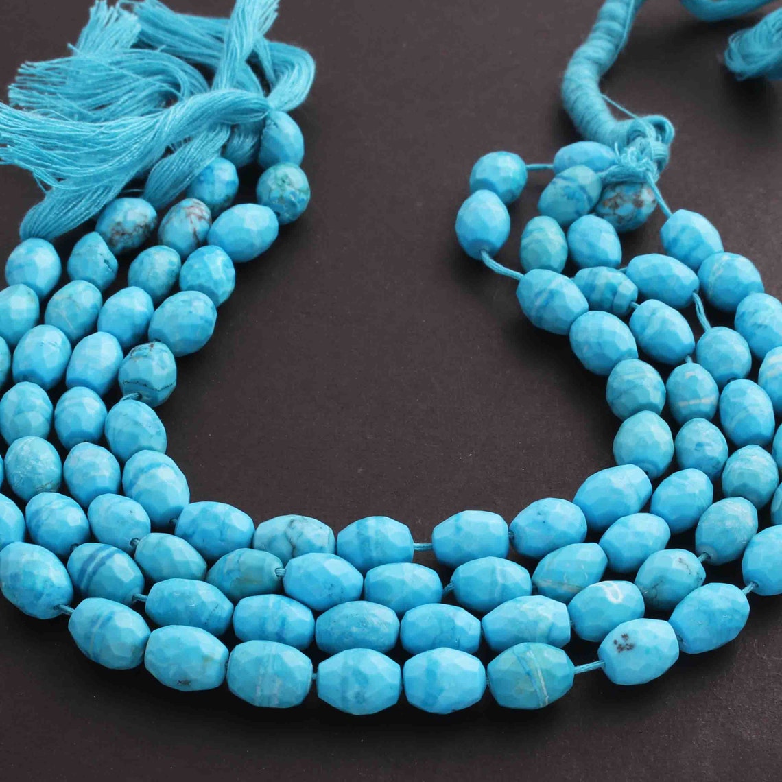 Natural Vintage Old Turquoise Drum Prayer Beads - 10x13mm For Jewelry Making (15 Pieces)