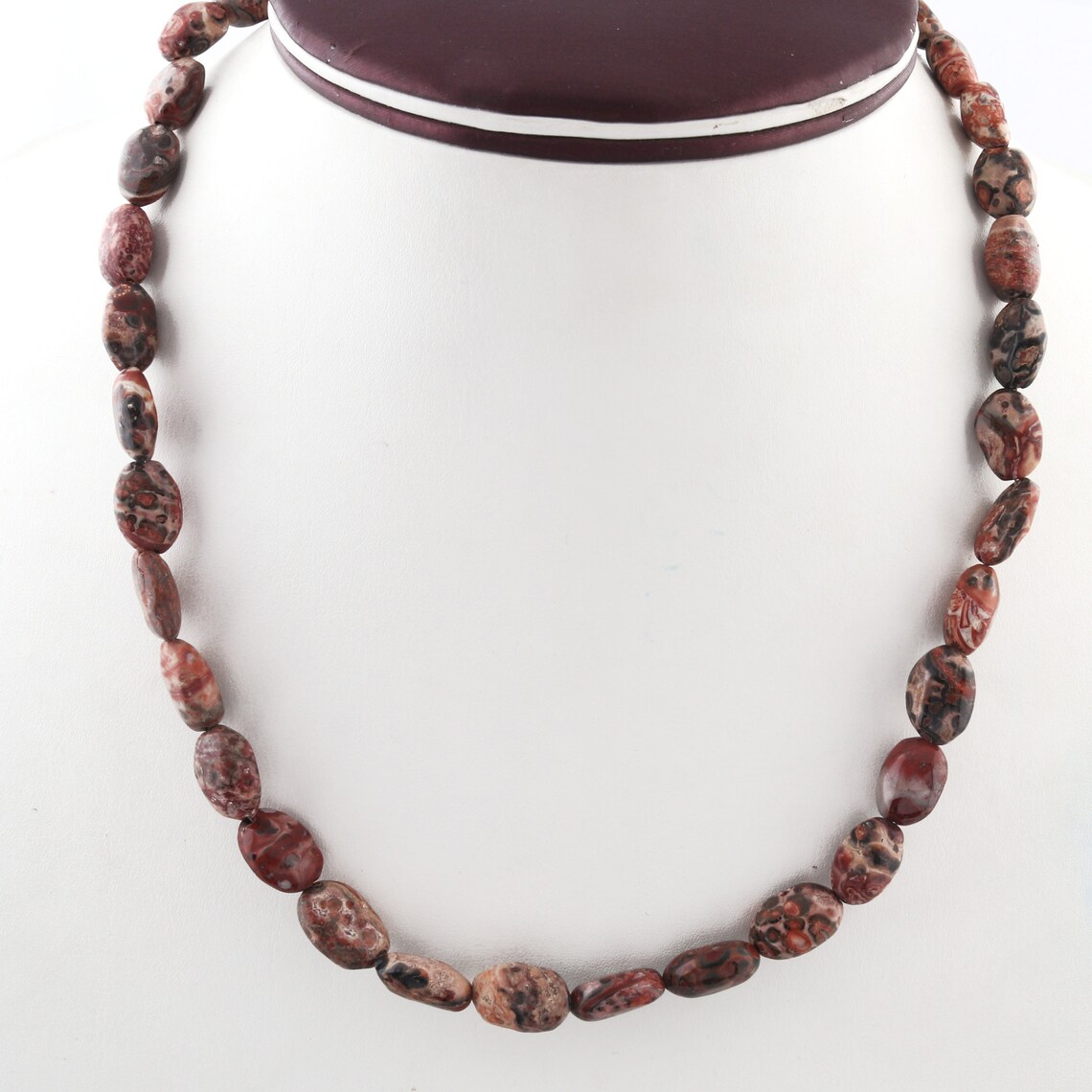 1 Line Of Natural brown jasper Necklace Smooth Oval Necklace Etsy