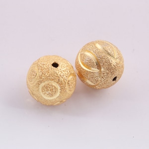 10 Pcs Gold Plated Designer Copper Diamond Cut Round Balls Beads, Jewelry Making Supplies 15 mm-20mm Bulk Lot CCB0007